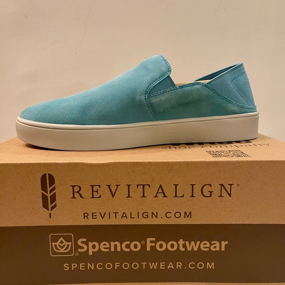 NIB SPENCO ORTHOTIC SAYLOR AQUA LEATHER SLIP-ON EU 39.5B or 8.5M - Picture 4 of 12